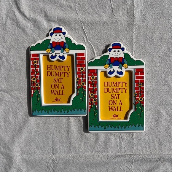 Vtg RUSS Humpty Dumpty Free Standing 4x6 Picture‎ Frames Primary colors - Picture 1 of 5